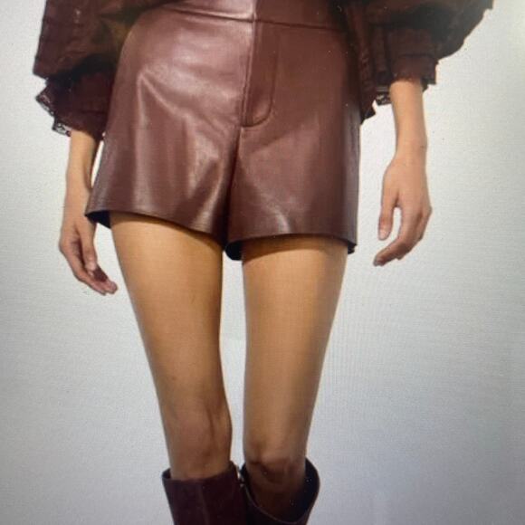 Alice + Olivia Women’s Brown Cady Leather Short Size 10 - Picture 4 of 9